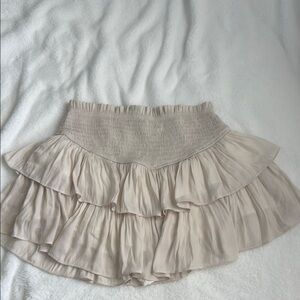 Mahina Tan Cream Skater Skirt with Ruffled Tiers